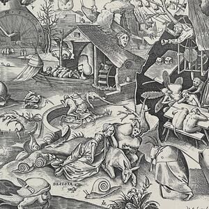 Bruegel, Laziness, Seven Deadly Sins, Engraving, Print, Bookplate ~ 241229-WH 70
